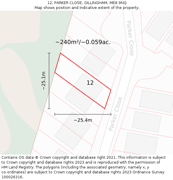 12, PARKER CLOSE, GILLINGHAM, ME8 9NQ: Plot and title map