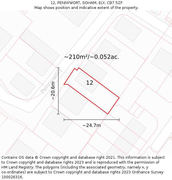 12, PENNYWORT, SOHAM, ELY, CB7 5ZF: Plot and title map