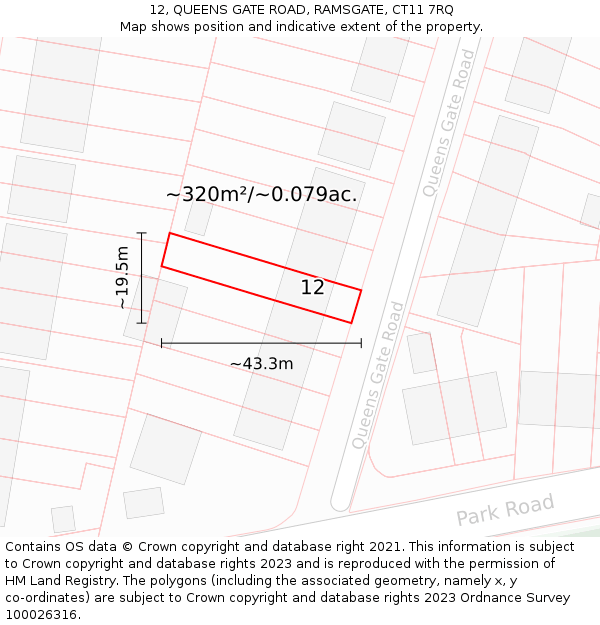 12, QUEENS GATE ROAD, RAMSGATE, CT11 7RQ: Plot and title map