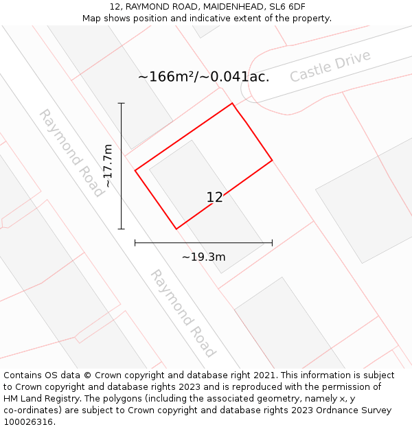 12, RAYMOND ROAD, MAIDENHEAD, SL6 6DF: Plot and title map