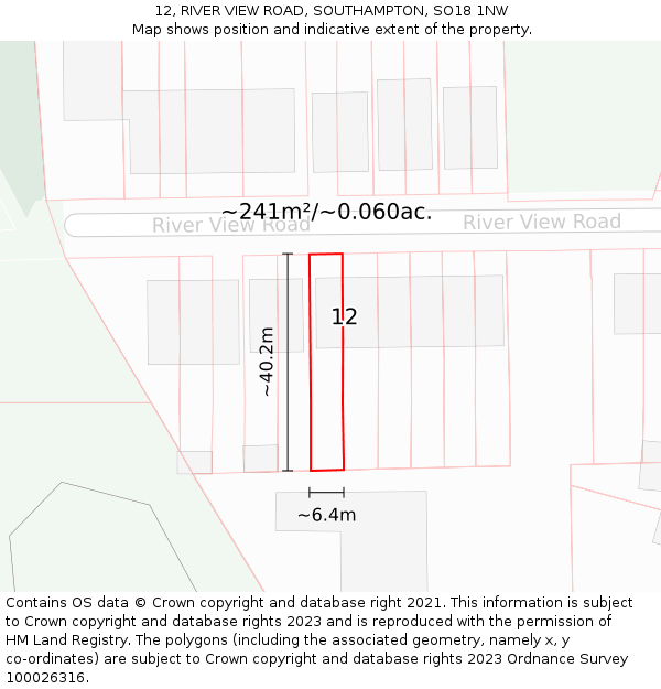 12, RIVER VIEW ROAD, SOUTHAMPTON, SO18 1NW: Plot and title map