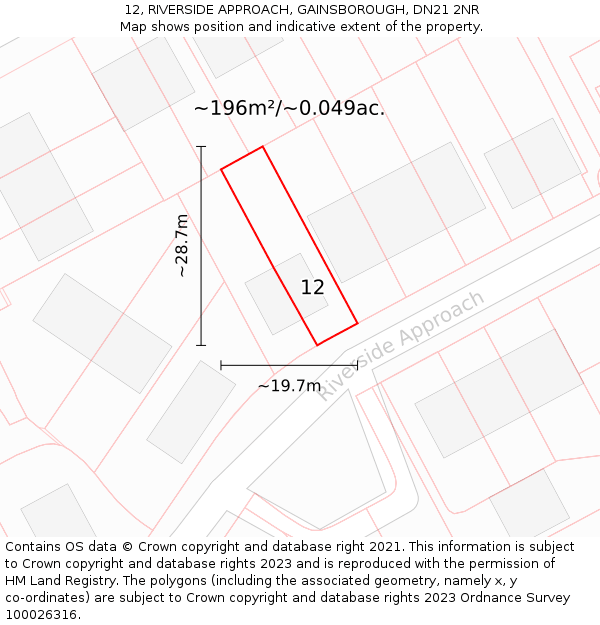 12, RIVERSIDE APPROACH, GAINSBOROUGH, DN21 2NR: Plot and title map