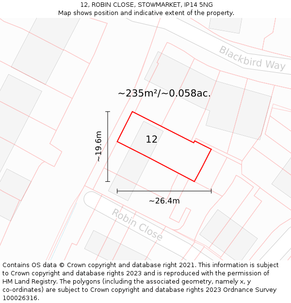 12, ROBIN CLOSE, STOWMARKET, IP14 5NG: Plot and title map