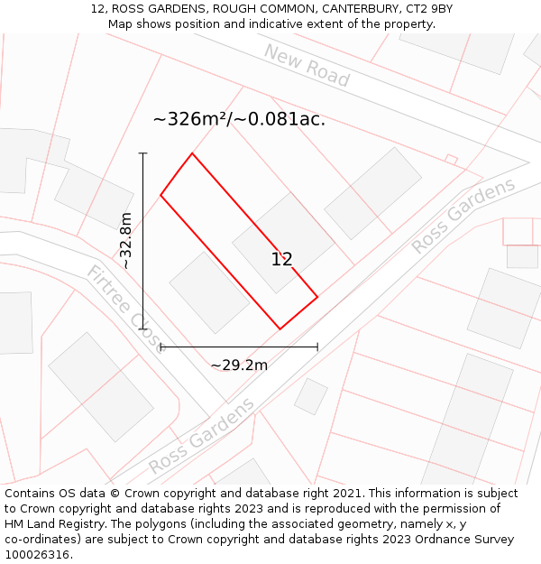 12, ROSS GARDENS, ROUGH COMMON, CANTERBURY, CT2 9BY: Plot and title map