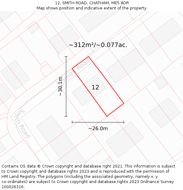12, SMITH ROAD, CHATHAM, ME5 8DR: Plot and title map