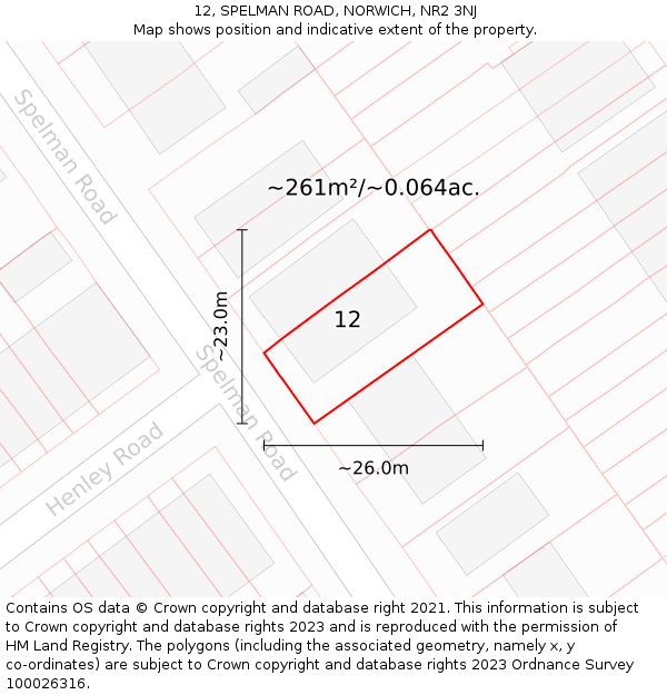 12, SPELMAN ROAD, NORWICH, NR2 3NJ: Plot and title map