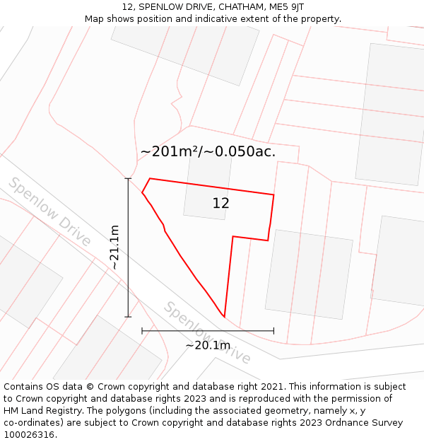 12, SPENLOW DRIVE, CHATHAM, ME5 9JT: Plot and title map