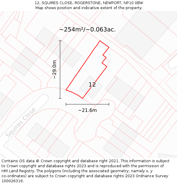 12, SQUIRES CLOSE, ROGERSTONE, NEWPORT, NP10 0BW: Plot and title map
