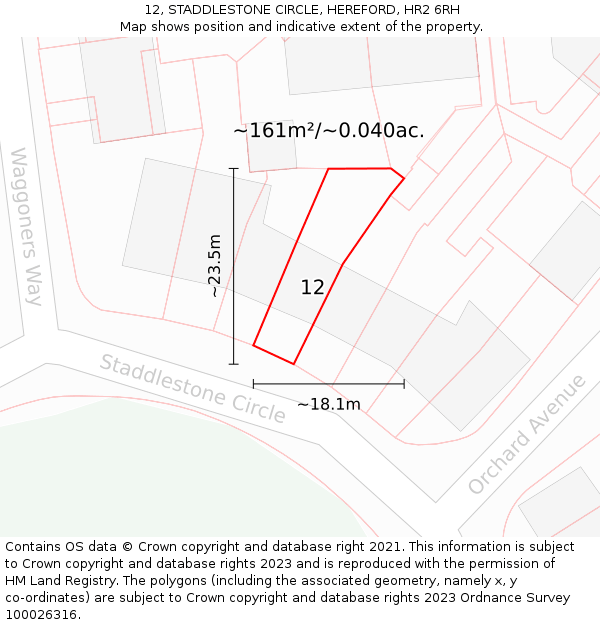 12, STADDLESTONE CIRCLE, HEREFORD, HR2 6RH: Plot and title map