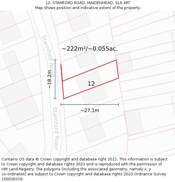 12, STAMFORD ROAD, MAIDENHEAD, SL6 4RT: Plot and title map