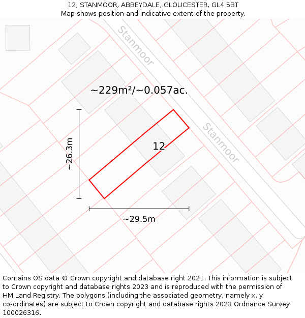 12, STANMOOR, ABBEYDALE, GLOUCESTER, GL4 5BT: Plot and title map