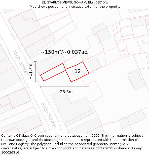 12, STAPLOE MEWS, SOHAM, ELY, CB7 5JW: Plot and title map