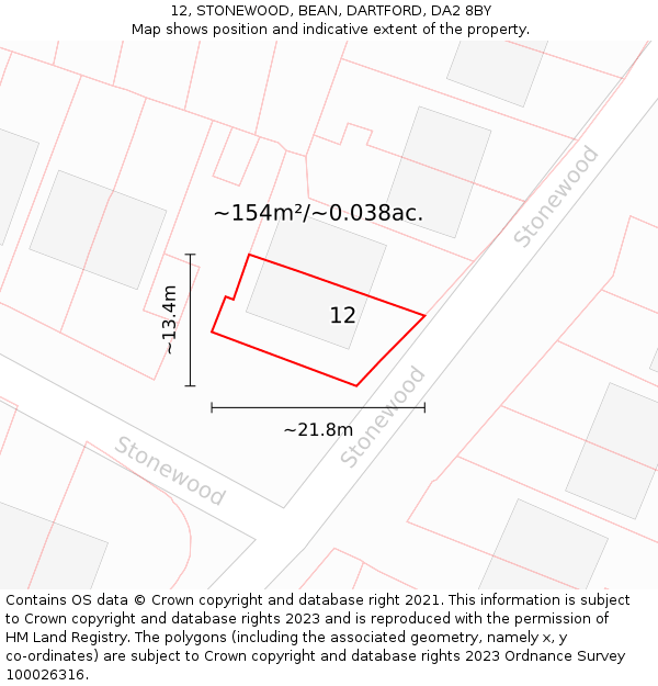12, STONEWOOD, BEAN, DARTFORD, DA2 8BY: Plot and title map