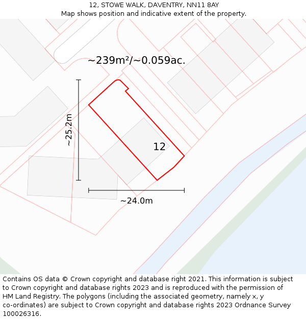 12, STOWE WALK, DAVENTRY, NN11 8AY: Plot and title map