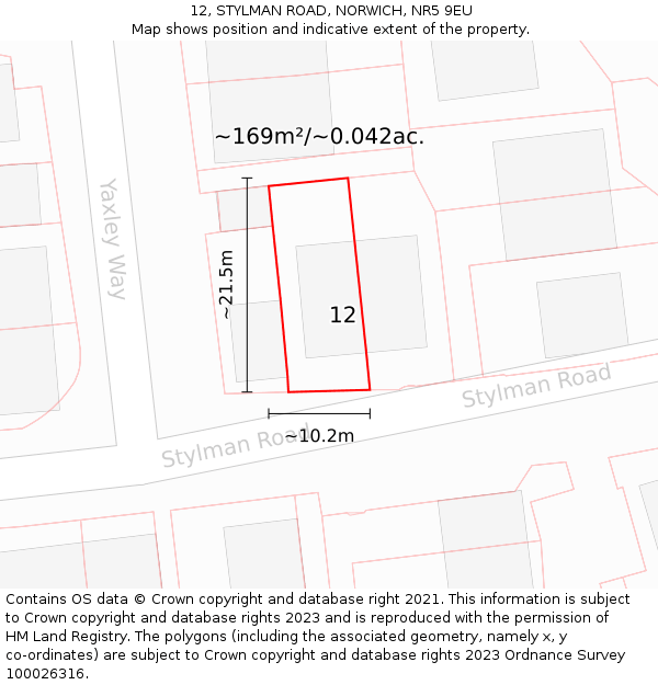 12, STYLMAN ROAD, NORWICH, NR5 9EU: Plot and title map