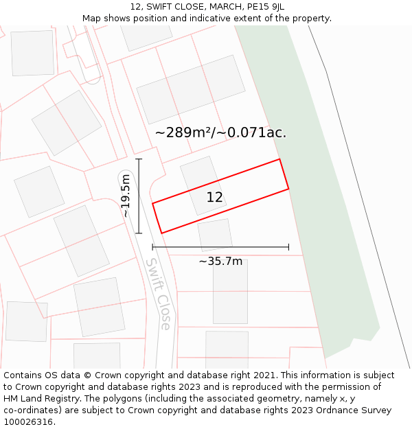 12, SWIFT CLOSE, MARCH, PE15 9JL: Plot and title map