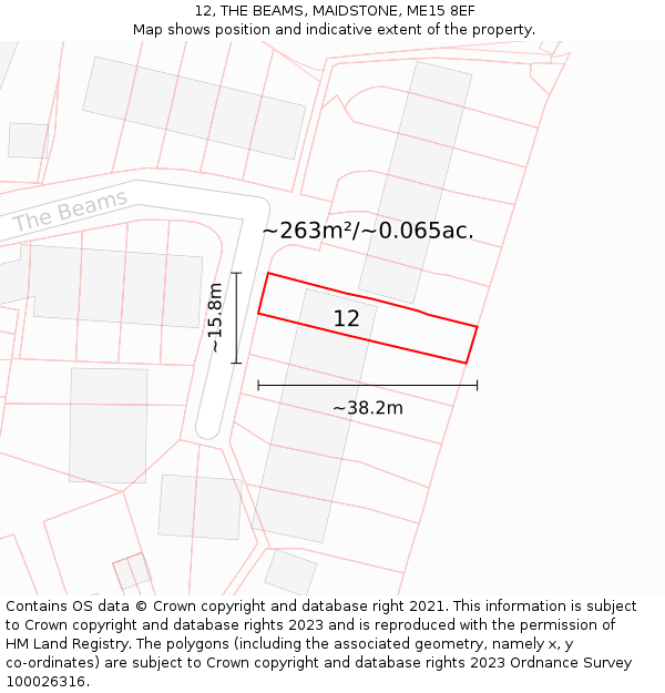 12, THE BEAMS, MAIDSTONE, ME15 8EF: Plot and title map
