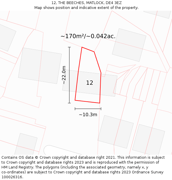 12, THE BEECHES, MATLOCK, DE4 3EZ: Plot and title map