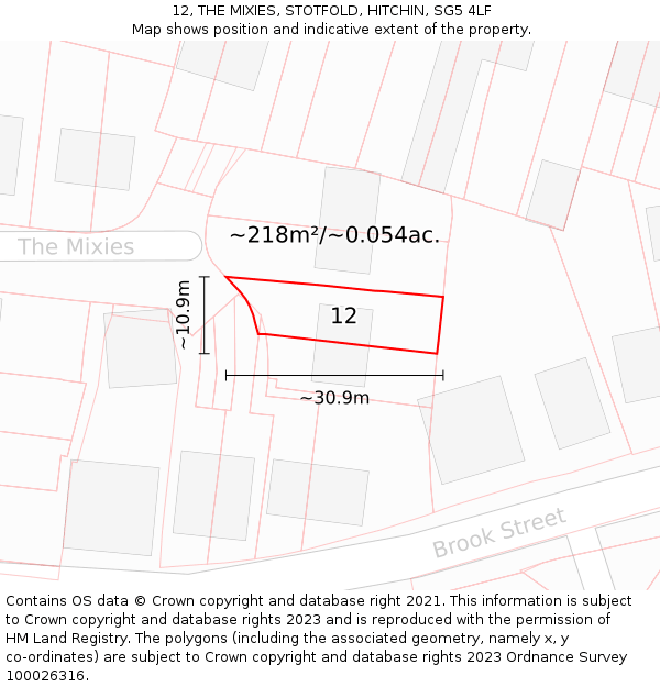 12, THE MIXIES, STOTFOLD, HITCHIN, SG5 4LF: Plot and title map