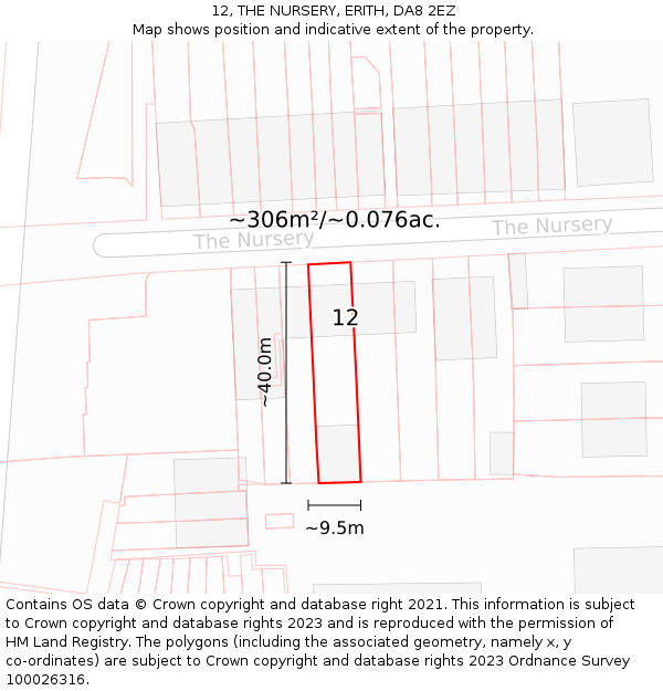 12, THE NURSERY, ERITH, DA8 2EZ: Plot and title map