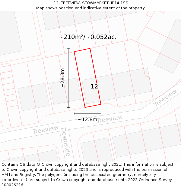 12, TREEVIEW, STOWMARKET, IP14 1SS: Plot and title map