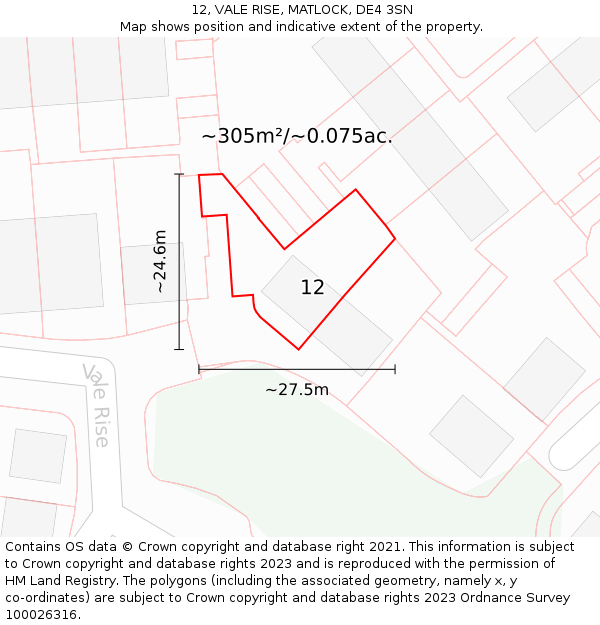 12, VALE RISE, MATLOCK, DE4 3SN: Plot and title map