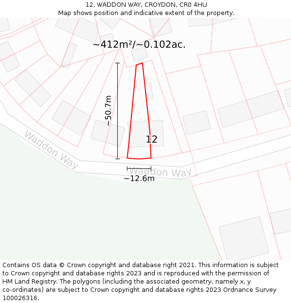 12, WADDON WAY, CROYDON, CR0 4HU: Plot and title map