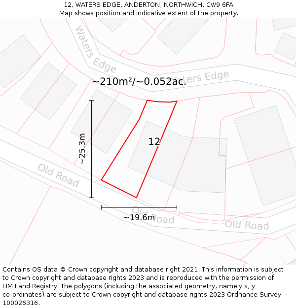 12, WATERS EDGE, ANDERTON, NORTHWICH, CW9 6FA: Plot and title map