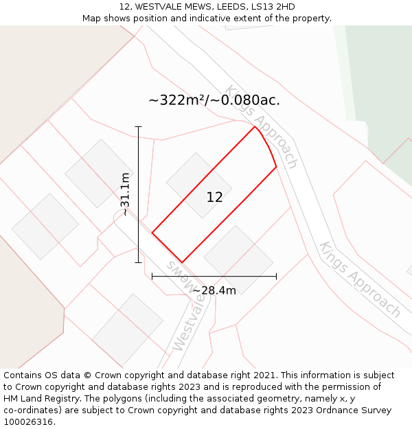 12, WESTVALE MEWS, LEEDS, LS13 2HD: Plot and title map