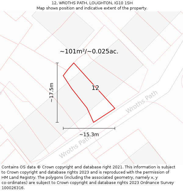 12, WROTHS PATH, LOUGHTON, IG10 1SH: Plot and title map