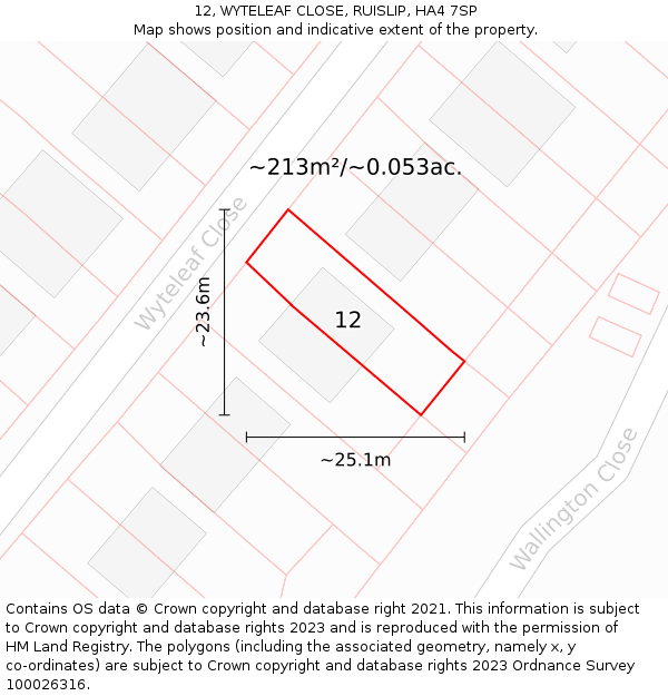 12, WYTELEAF CLOSE, RUISLIP, HA4 7SP: Plot and title map