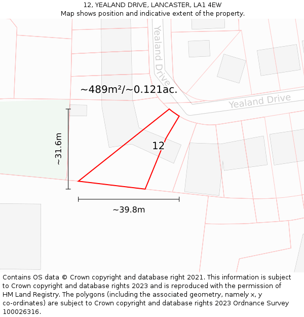 12, YEALAND DRIVE, LANCASTER, LA1 4EW: Plot and title map