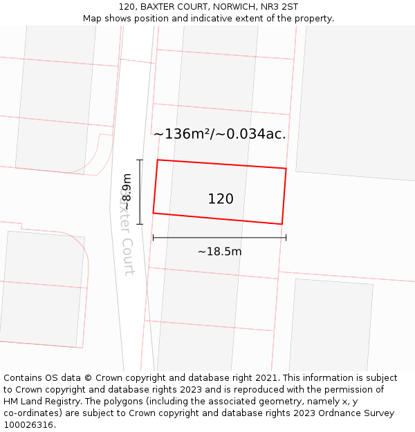 120, BAXTER COURT, NORWICH, NR3 2ST: Plot and title map