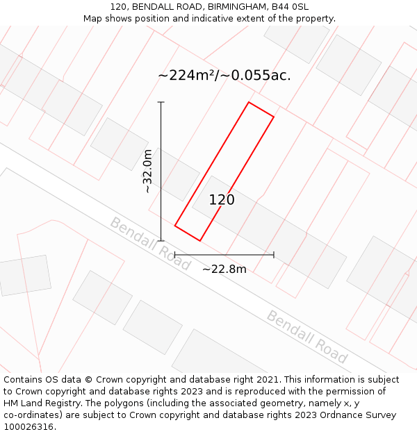 120, BENDALL ROAD, BIRMINGHAM, B44 0SL: Plot and title map