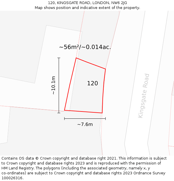 120, KINGSGATE ROAD, LONDON, NW6 2JG: Plot and title map