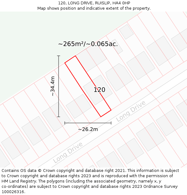 120, LONG DRIVE, RUISLIP, HA4 0HP: Plot and title map