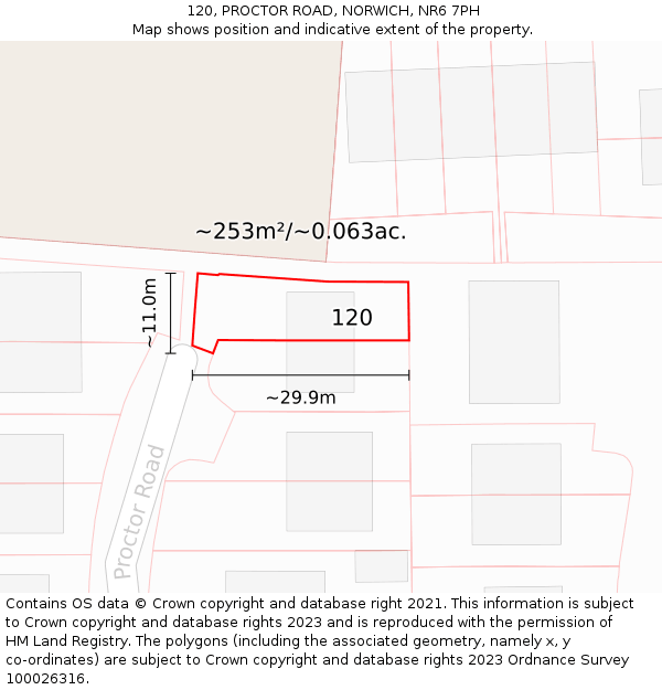 120, PROCTOR ROAD, NORWICH, NR6 7PH: Plot and title map