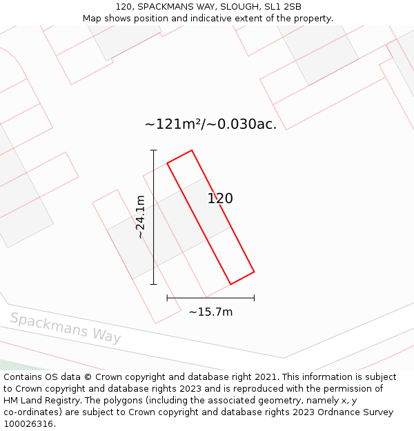 120, SPACKMANS WAY, SLOUGH, SL1 2SB: Plot and title map