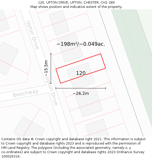 120, UPTON DRIVE, UPTON, CHESTER, CH2 1BX: Plot and title map