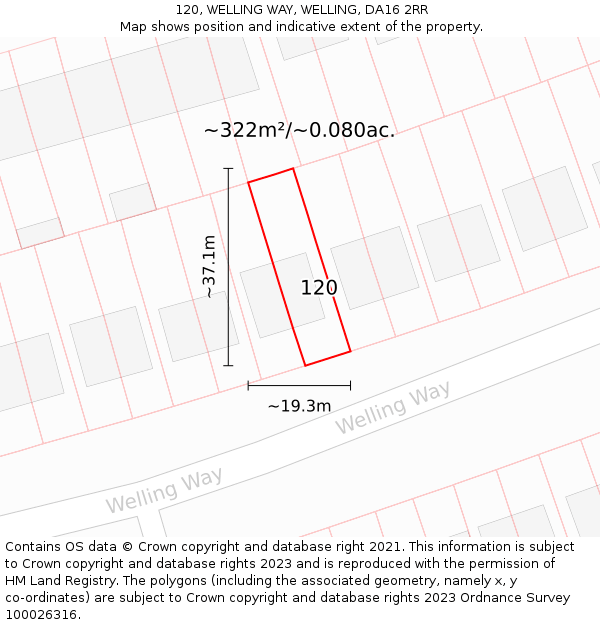 120, WELLING WAY, WELLING, DA16 2RR: Plot and title map