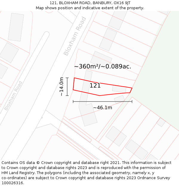 121, BLOXHAM ROAD, BANBURY, OX16 9JT: Plot and title map
