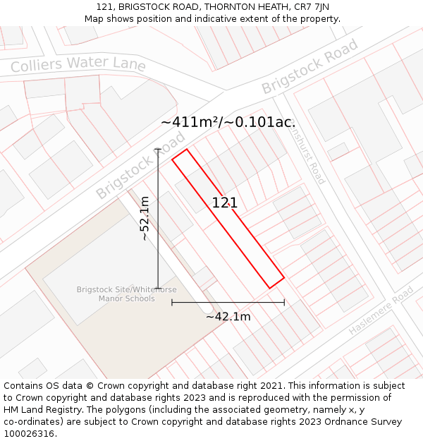 121, BRIGSTOCK ROAD, THORNTON HEATH, CR7 7JN: Plot and title map