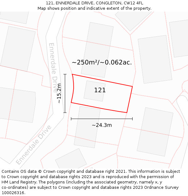 121, ENNERDALE DRIVE, CONGLETON, CW12 4FL: Plot and title map