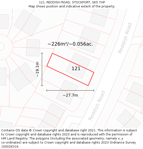121, REDDISH ROAD, STOCKPORT, SK5 7HP: Plot and title map
