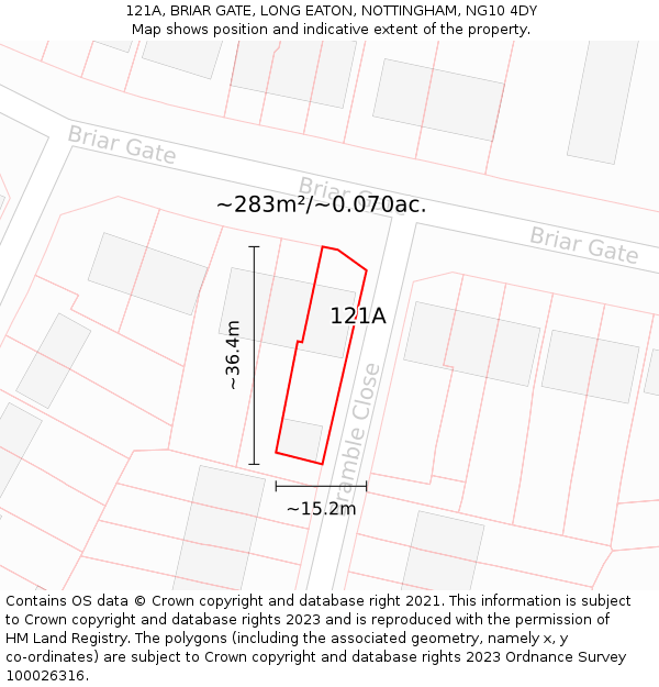 121A, BRIAR GATE, LONG EATON, NOTTINGHAM, NG10 4DY: Plot and title map