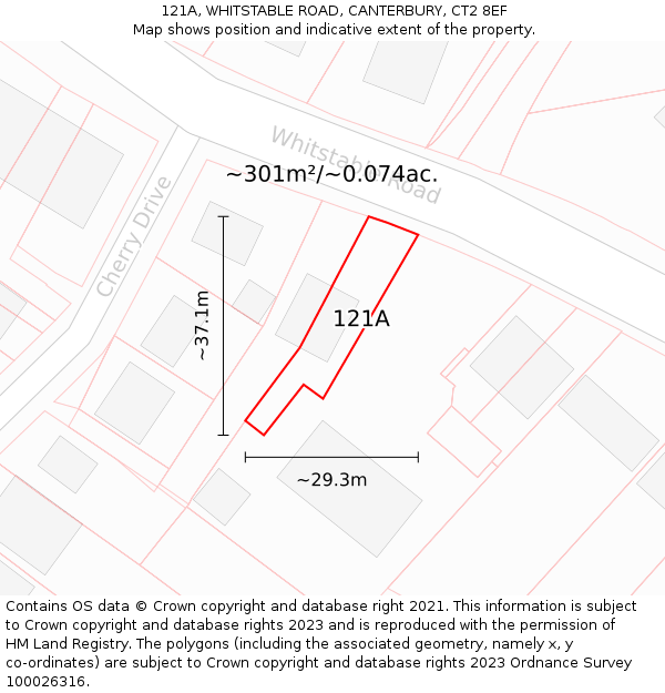 121A, WHITSTABLE ROAD, CANTERBURY, CT2 8EF: Plot and title map