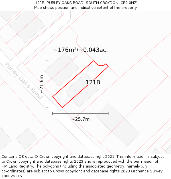 121B, PURLEY OAKS ROAD, SOUTH CROYDON, CR2 0NZ: Plot and title map