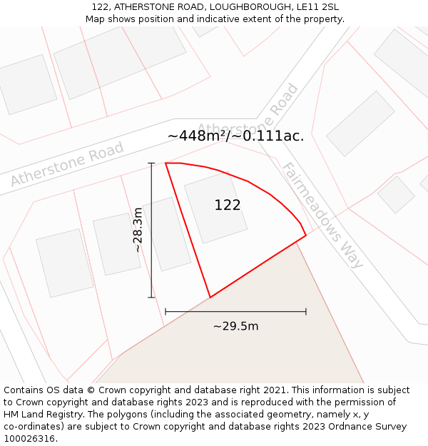 122, ATHERSTONE ROAD, LOUGHBOROUGH, LE11 2SL: Plot and title map