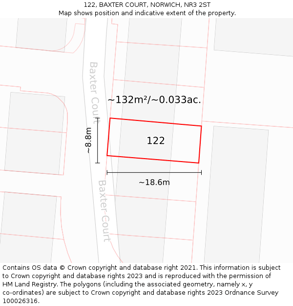 122, BAXTER COURT, NORWICH, NR3 2ST: Plot and title map