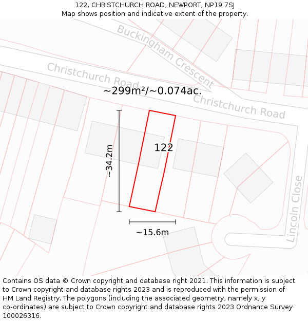122, CHRISTCHURCH ROAD, NEWPORT, NP19 7SJ: Plot and title map